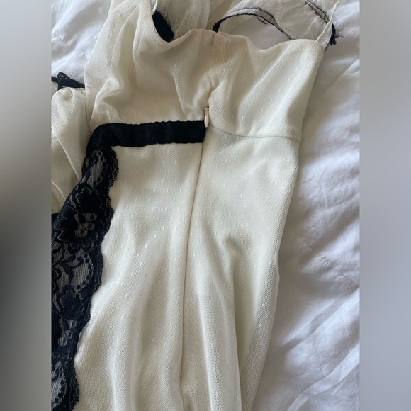 Vintage empire waist sheer cap sleeve cream & black lace Victorian Y2K dress | L - Picture 16 of 16